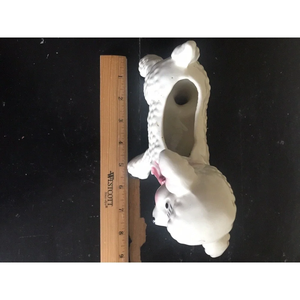Vintage Ceramic Lamb/Sheep Baby Nursery/Easter Planter W/ Pink‎ Bow